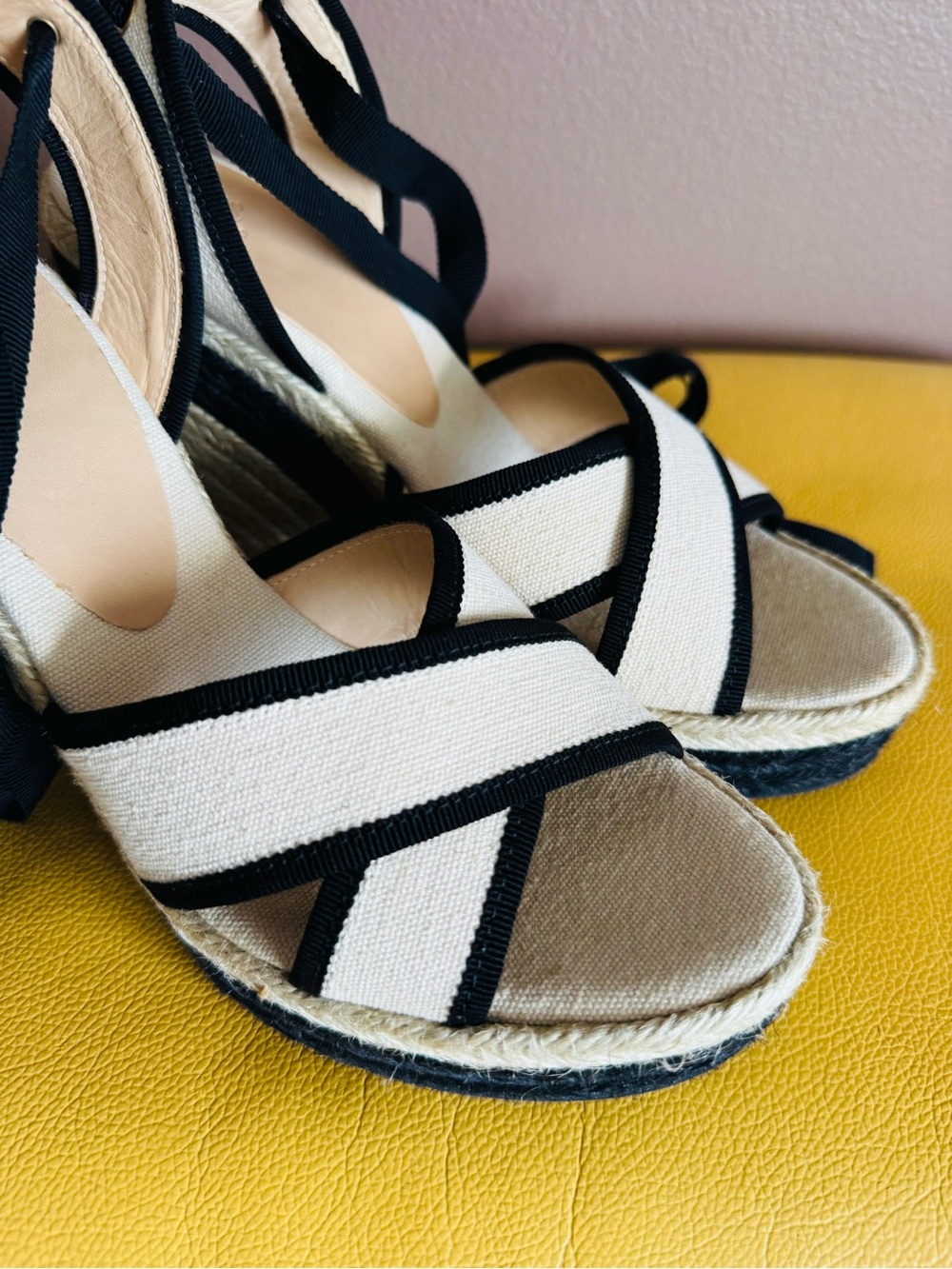Castaner Hiedra Two-Tone Canvas Espadrille Wedge Sandals in Beige&Black/ 8/NWT - Picture 7 of 16